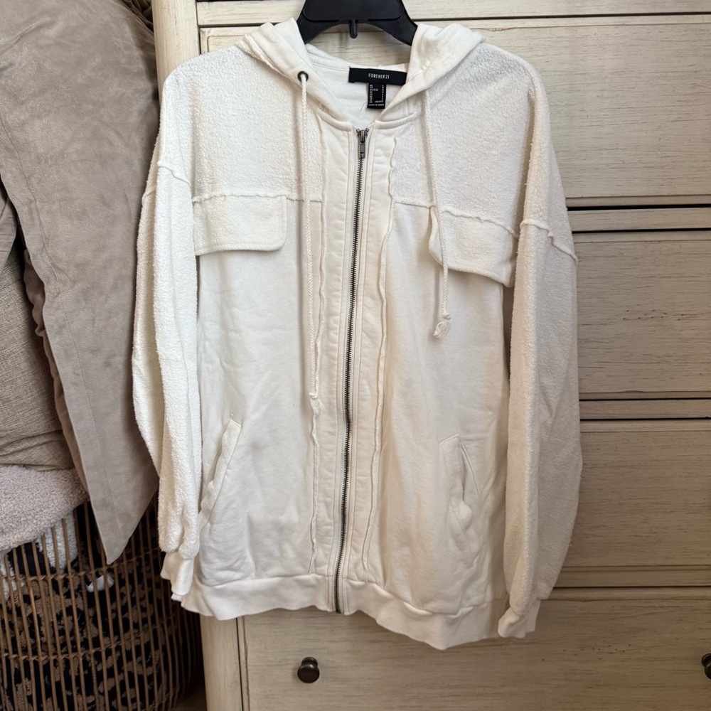 Forever 21 white/off white  Zip-Up Hoodie